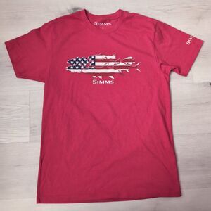 Simms Fishing products T-shirt Mens Small red white blue Fish Casual sports
